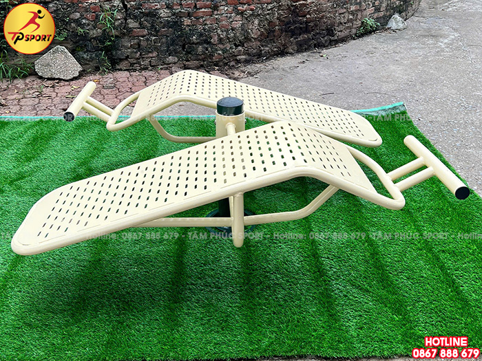 Thiết bị tập lưng bụng cong đôi 1 trụ ngoài trời PT-023
