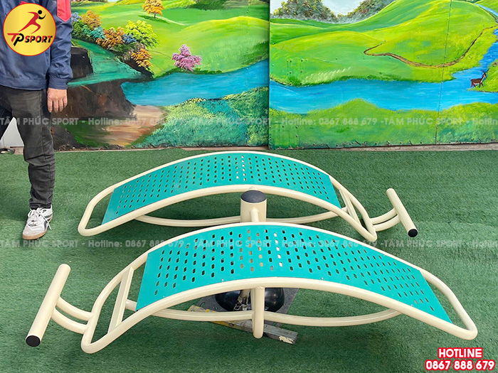 Thiết bị tập lưng bụng cong đôi 1 trụ ngoài trời PT-023