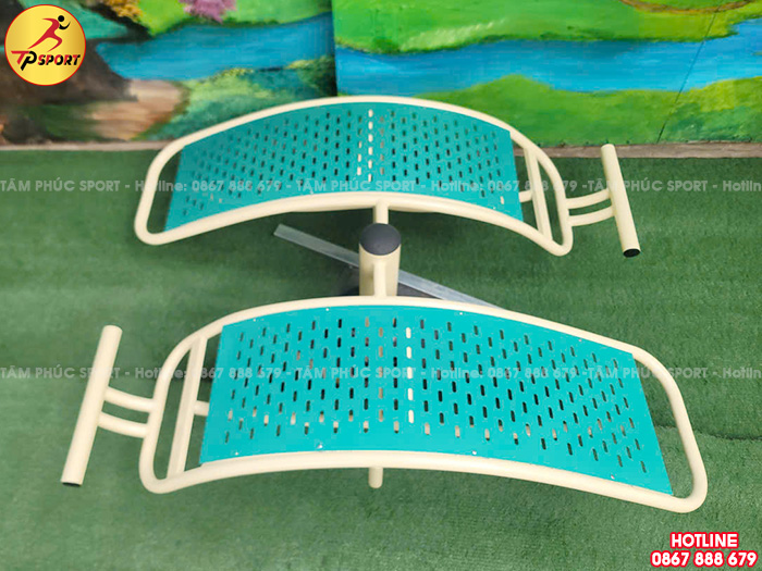 Thiết bị tập lưng bụng cong đôi 1 trụ ngoài trời PT-023