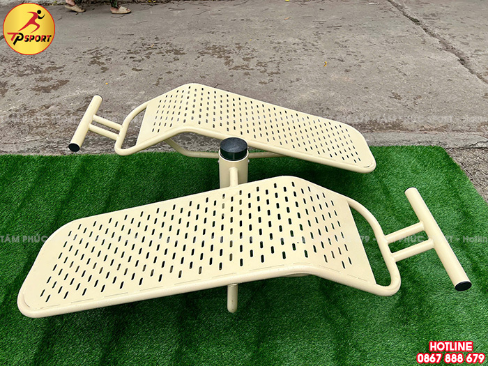 Thiết bị tập lưng bụng cong đôi 1 trụ ngoài trời PT-023