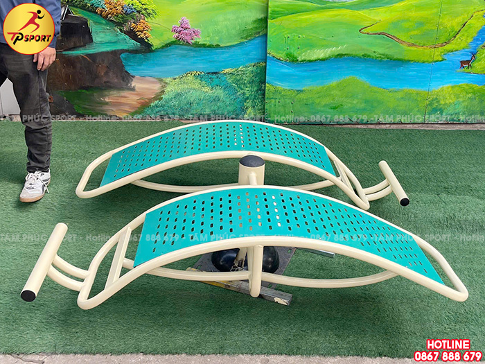 Thiết bị tập lưng bụng cong đôi 1 trụ ngoài trời PT-023