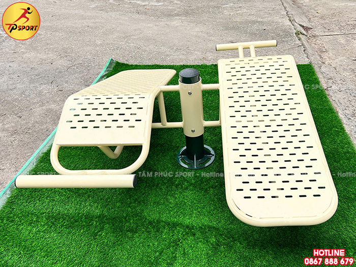 Thiết bị tập lưng bụng cong đôi 1 trụ ngoài trời PT-023