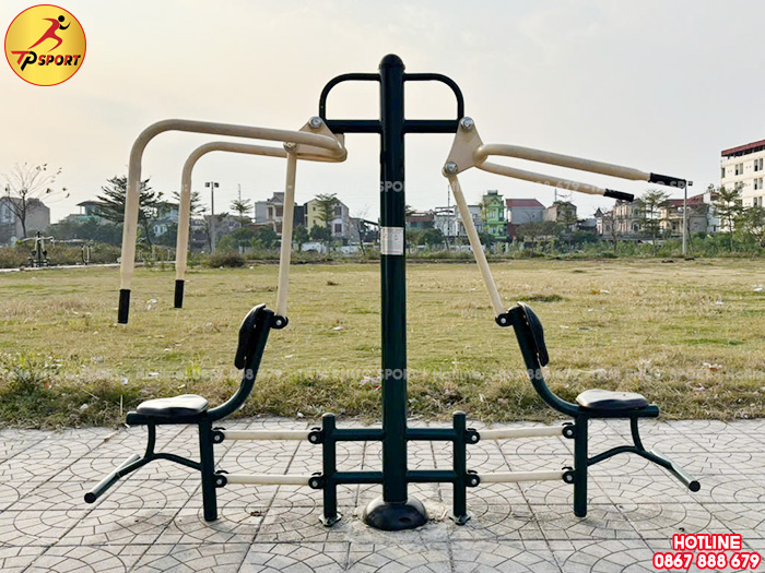 Máy tập thể dục ngồi kéo và đẩy tay vai đôi ngoài trời PT-033