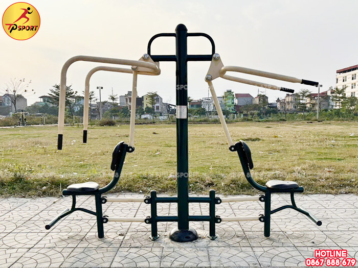 Máy tập thể dục ngồi kéo và đẩy tay vai đôi ngoài trời PT-033