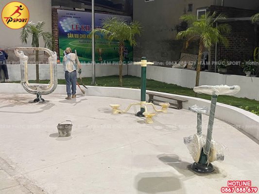 Lắp đặt thiết bị thể dục ngoài trời cho khu thể dục cộng đồng tại Hưng Yên